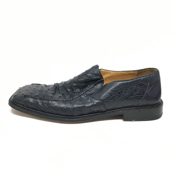 Mezlan Platinum Loafers Shoes Sz 9.5 Black Ostrich
